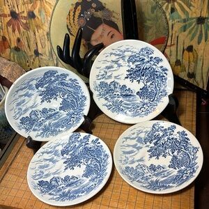 Wedgwood Countryside Tunstall LTD 5-7/8” Bread Plate Enoch w 3 Saucers 5 5/8”D